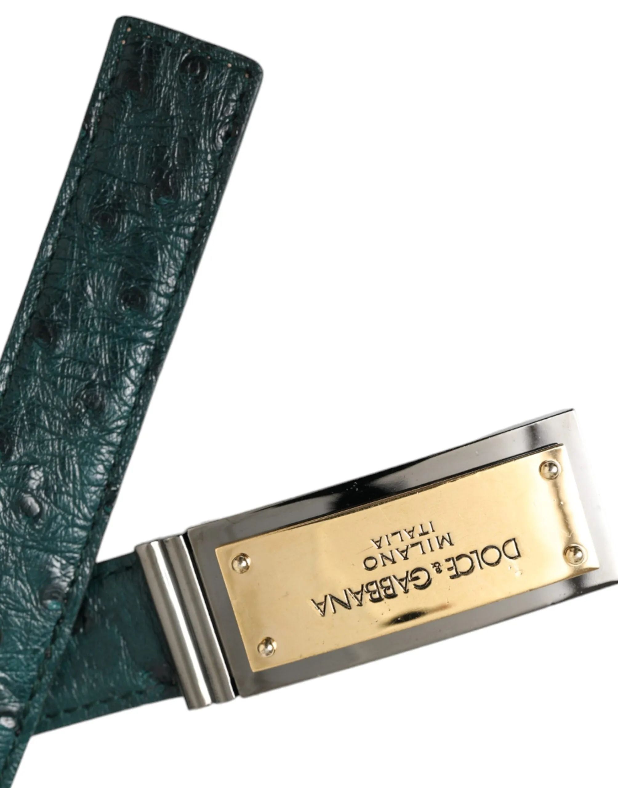 Green Leather Gold Logo Engraved Buckle Belt sold by Louxly product image thumbnail 4