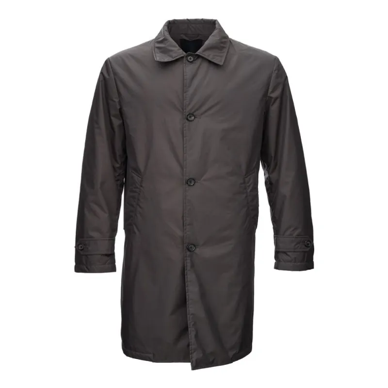 Sleek Gray Polyamide Jacket for Men sold by Louxly