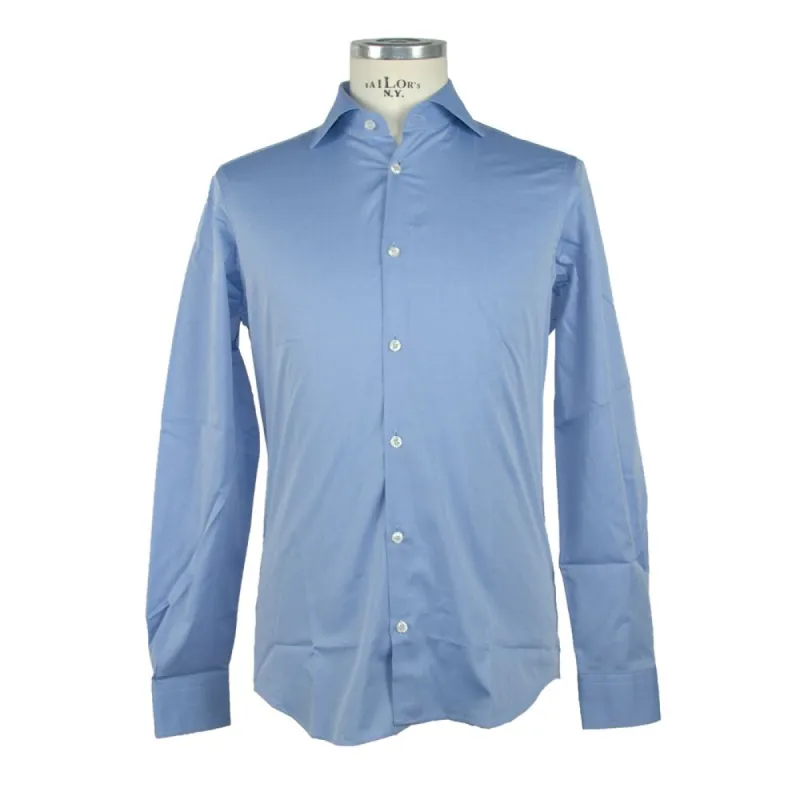 Elegance Unleashed Light Blue Cotton Shirt sold by Louxly