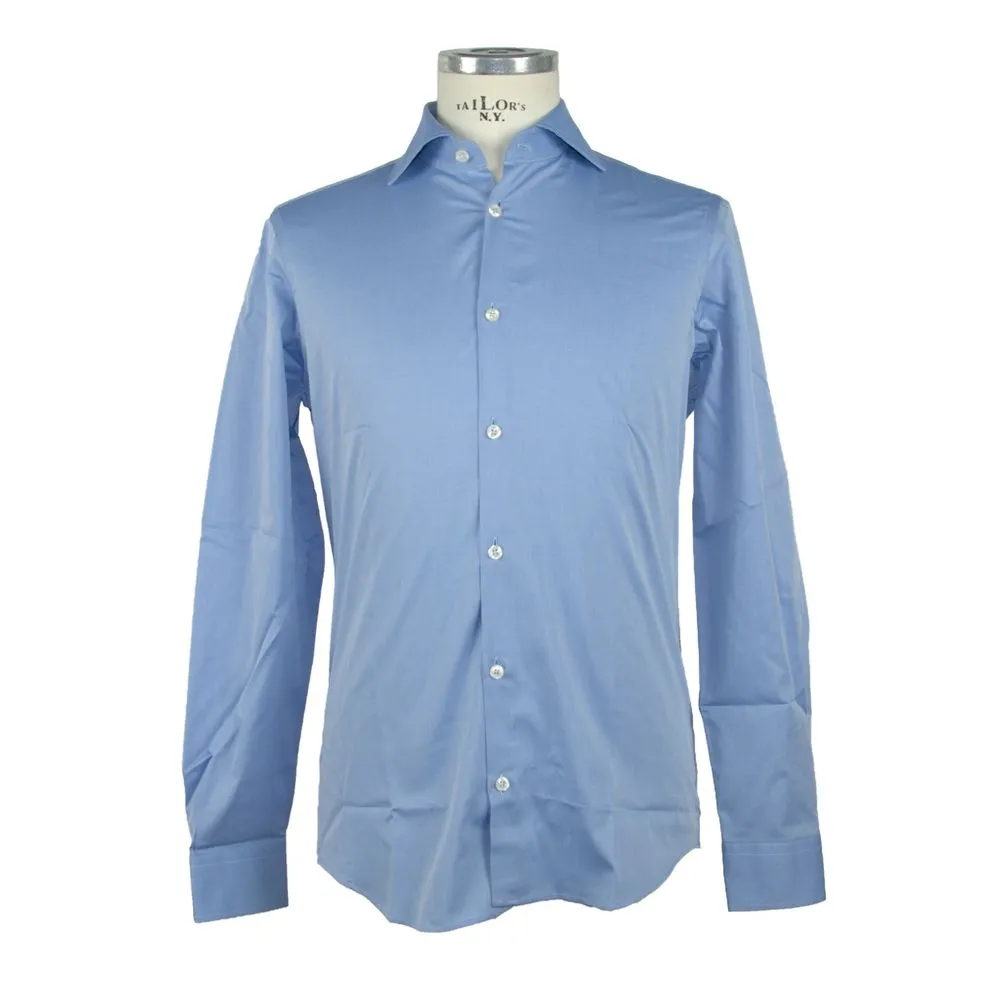 Elegance Unleashed Light Blue Cotton Shirt sold by Louxly