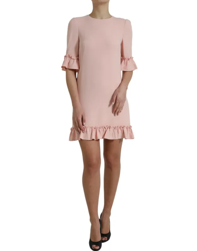 Elegant Light Pink A-Line Shift Mini Dress sold by Louxly