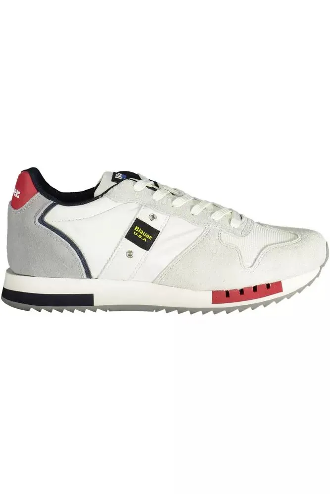 White Contrasting Lace-Up Sports Sneakers sold by Louxly