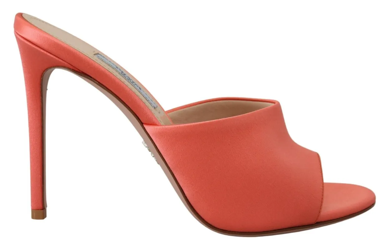 Elegant Coral Leather Heels Sandals sold by Louxly