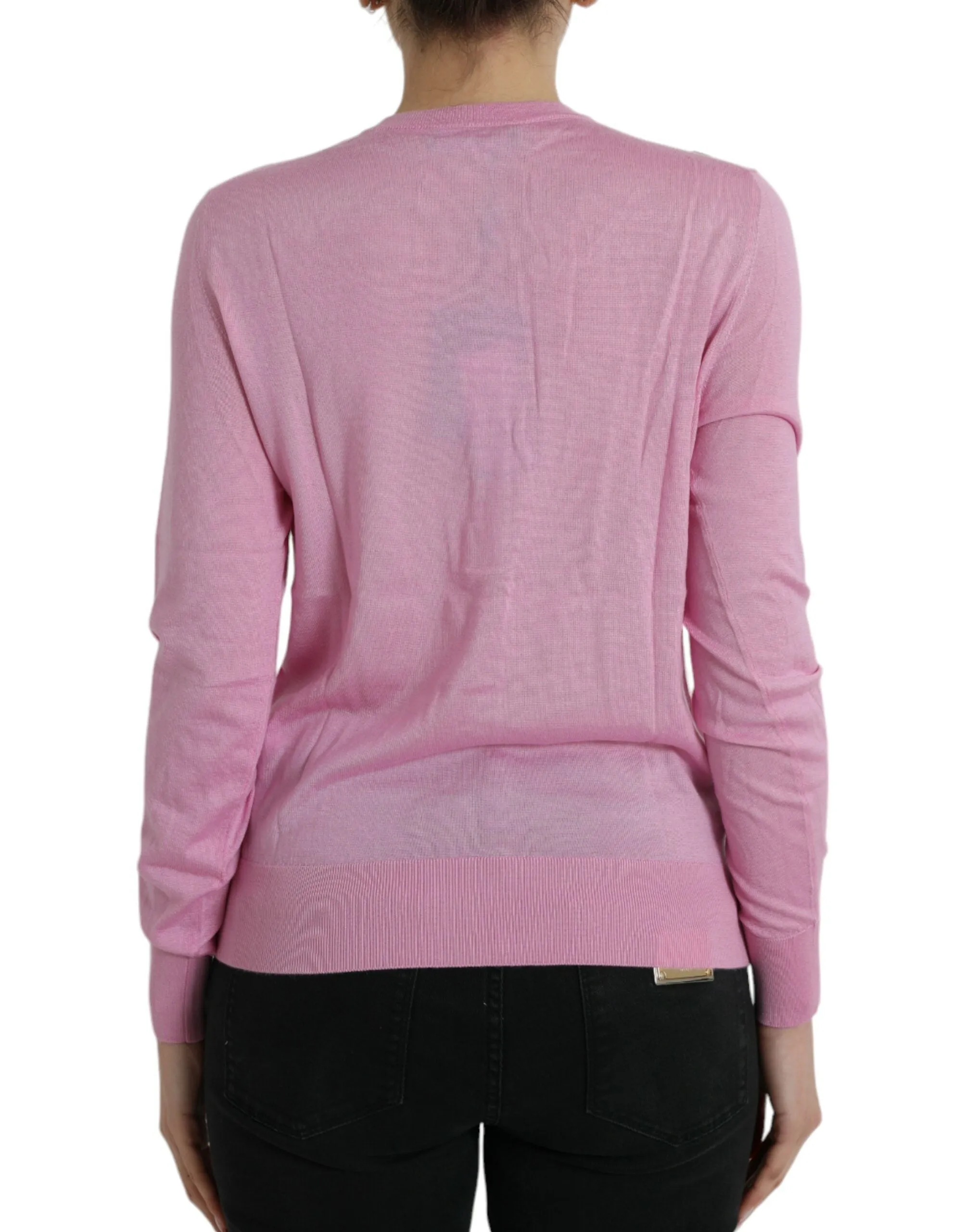 Elegant Cashmere Silk Pink Cardigan sold by Louxly product image thumbnail 3