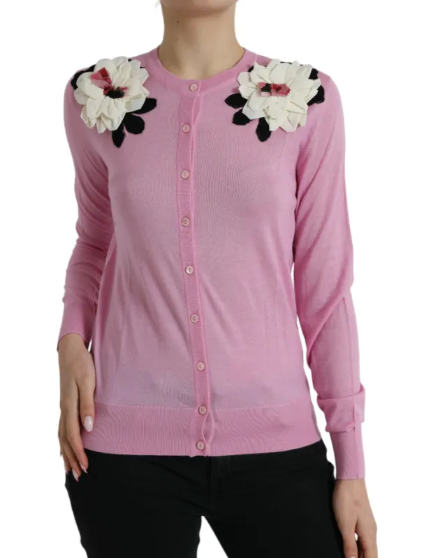 Elegant Cashmere Silk Pink Cardigan sold by Louxly