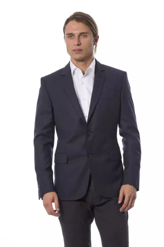 Elegant Blue Wool Single-Breasted Blazer sold by Louxly