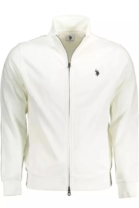 Chic White Cotton Zip Sweater with Embroidery sold by Louxly