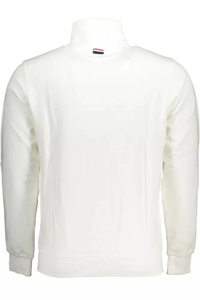 Chic White Cotton Zip Sweater with Embroidery sold by Louxly product image thumbnail 2