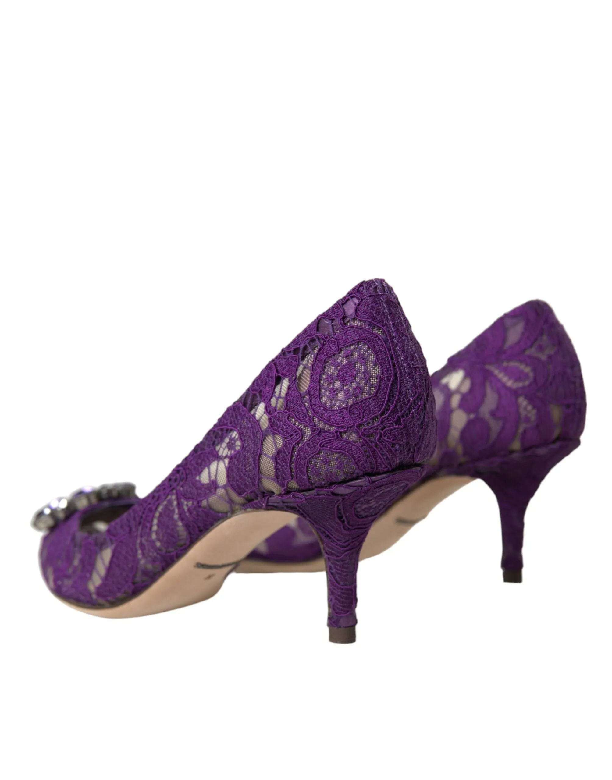 Purple Taormina Lace Crystal Heel Pumps Shoes sold by Louxly product image thumbnail 4