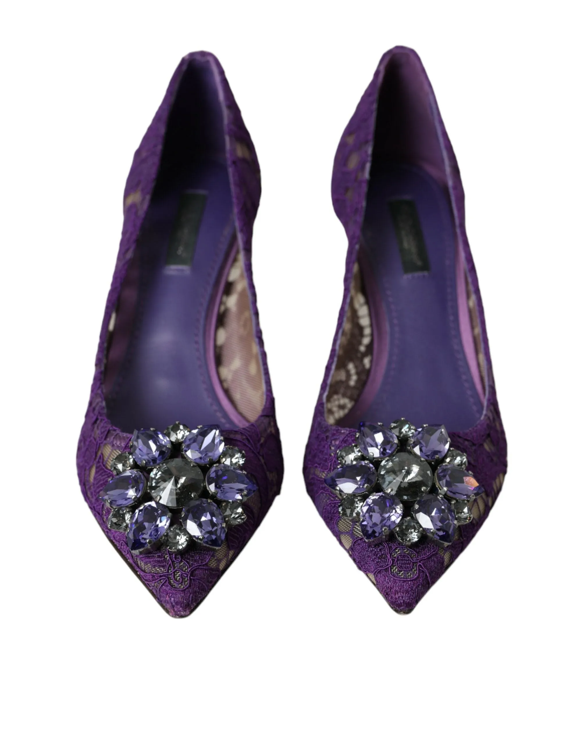 Purple Taormina Lace Crystal Heel Pumps Shoes sold by Louxly product image thumbnail 2