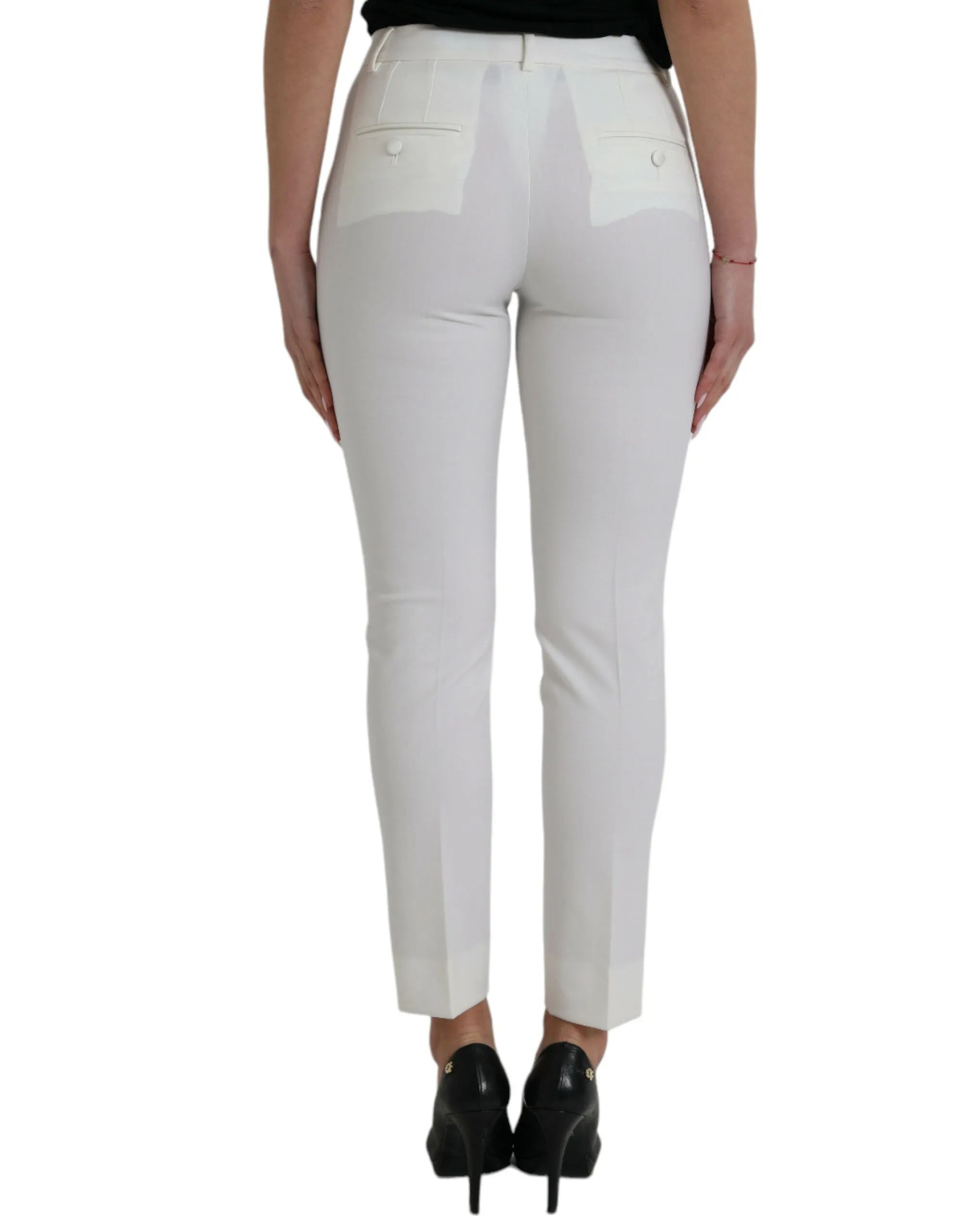 Elegant White Mid-Waist Tapered Pants sold by Louxly product image thumbnail 3