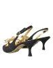 Black Leather Faux Pearls Slingbacks Shoes sold by Louxly