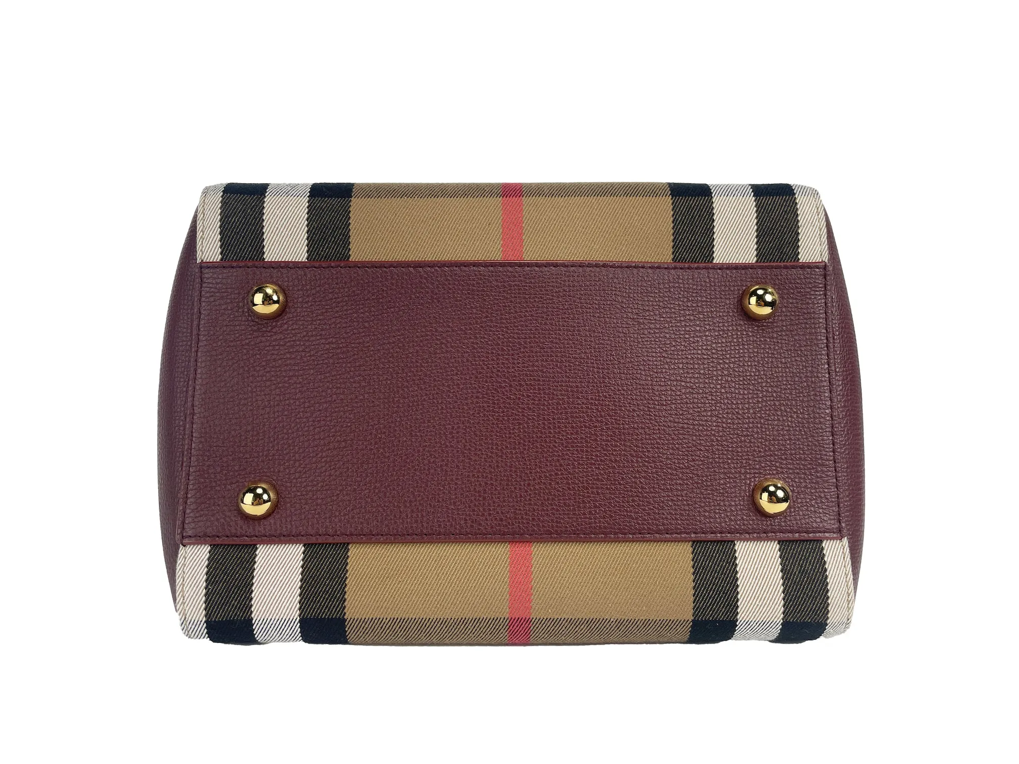 Small Canterby Mahogany Leather Check Canvas Tote Bag Purse sold by Louxly product image thumbnail 4