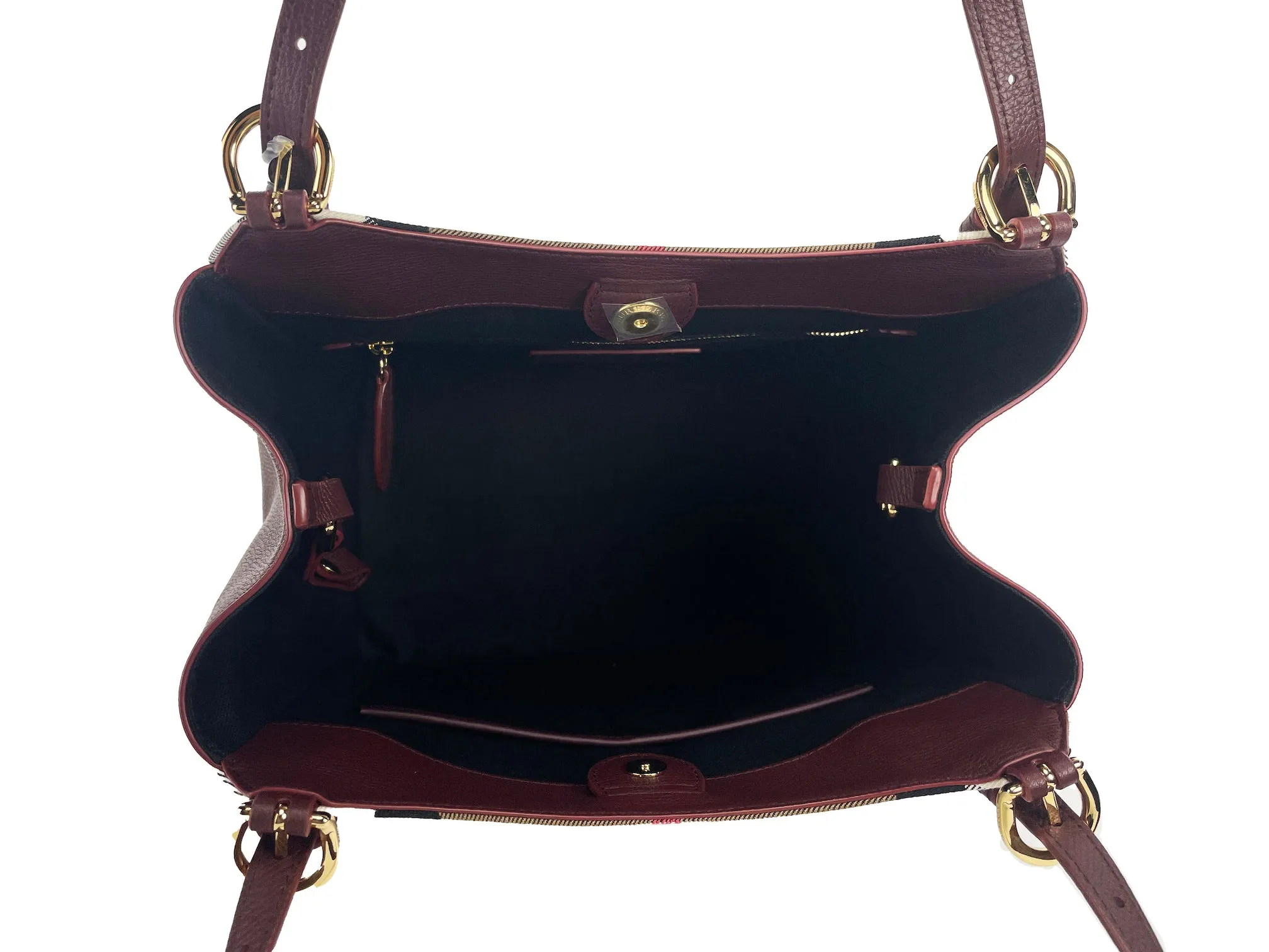 Small Canterby Mahogany Leather Check Canvas Tote Bag Purse sold by Louxly product image thumbnail 2