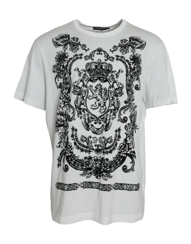 White Lion Crown Logo Cotton Crewneck T-shirt sold by Louxly