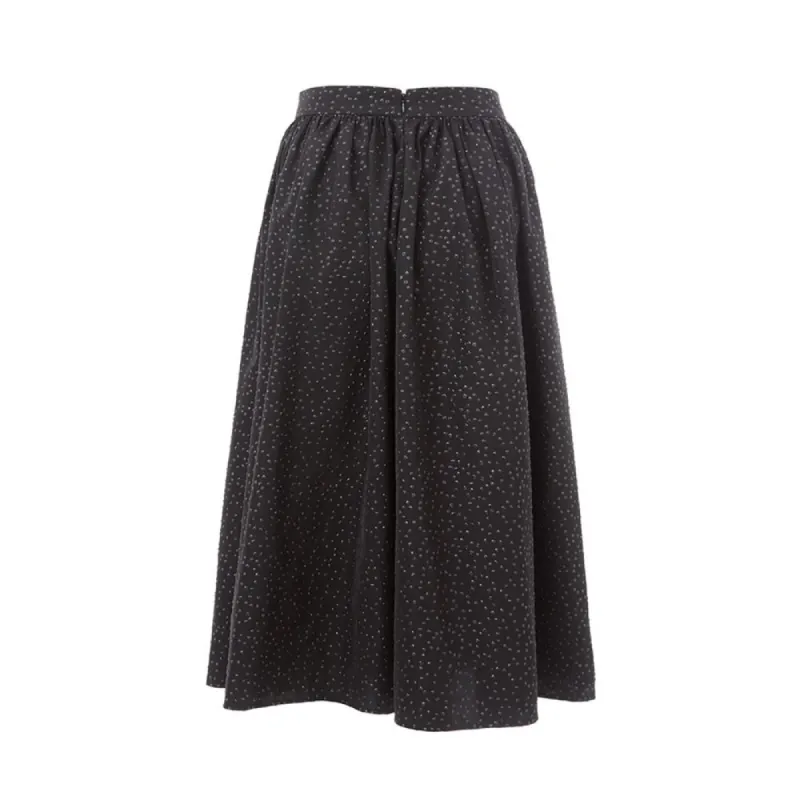 Elegant Black Polyethylene Midi Skirt sold by Louxly