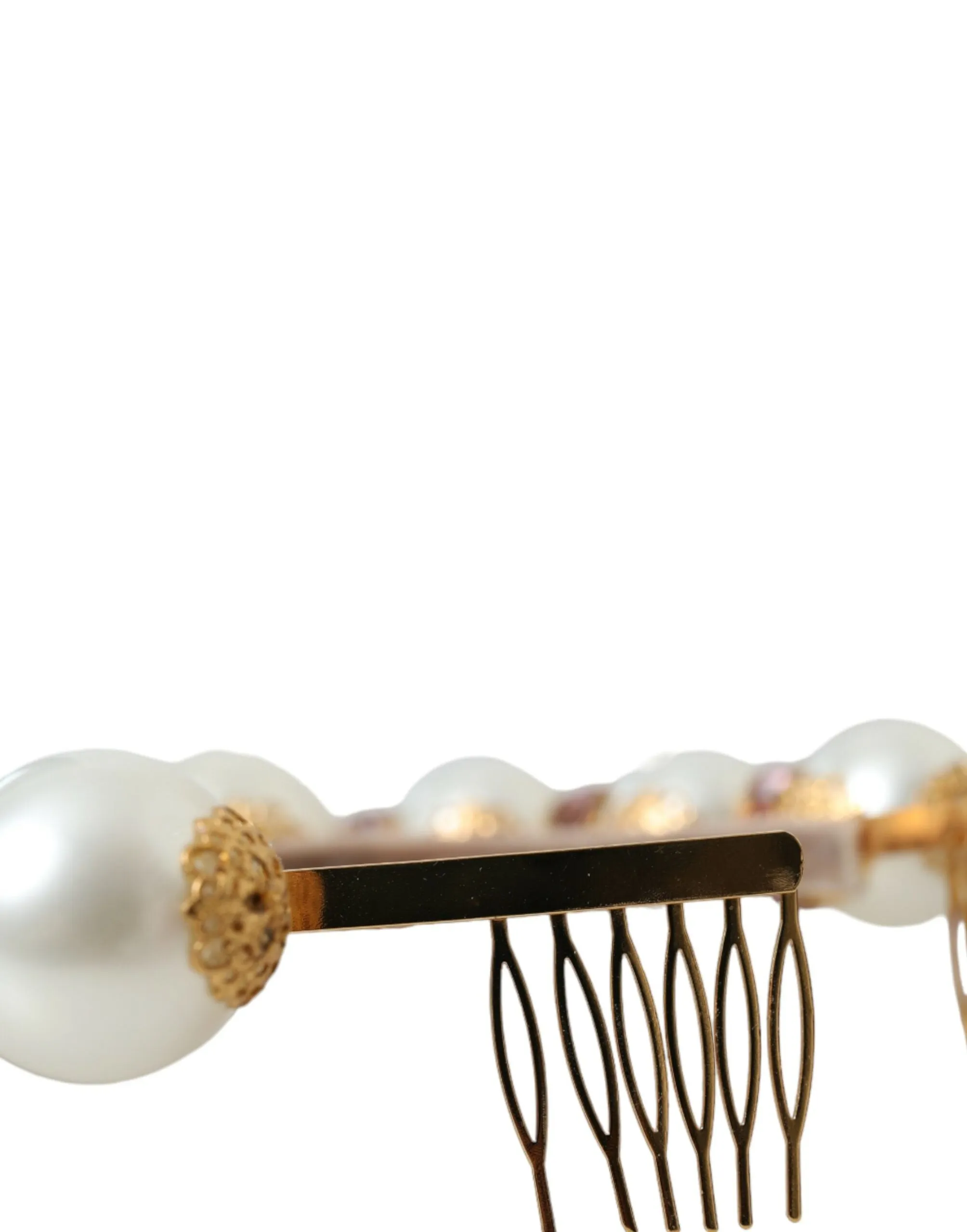 White Faux Pearl Crystal Embellished Headband Diadem sold by Louxly product image thumbnail 4