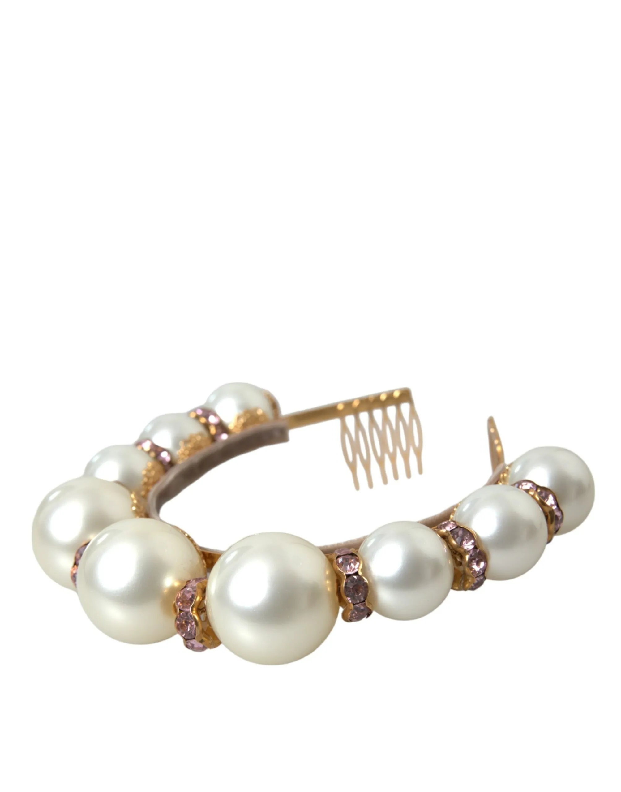 White Faux Pearl Crystal Embellished Headband Diadem sold by Louxly product image thumbnail 2