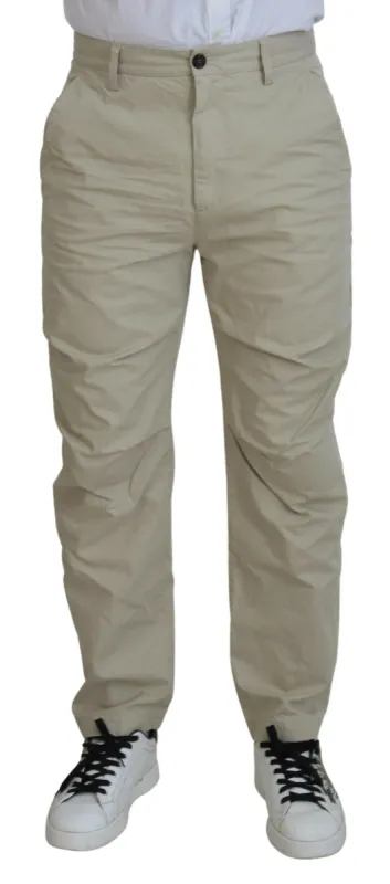 Beige Cotton Straight Fit Men Casual Pants sold by Louxly