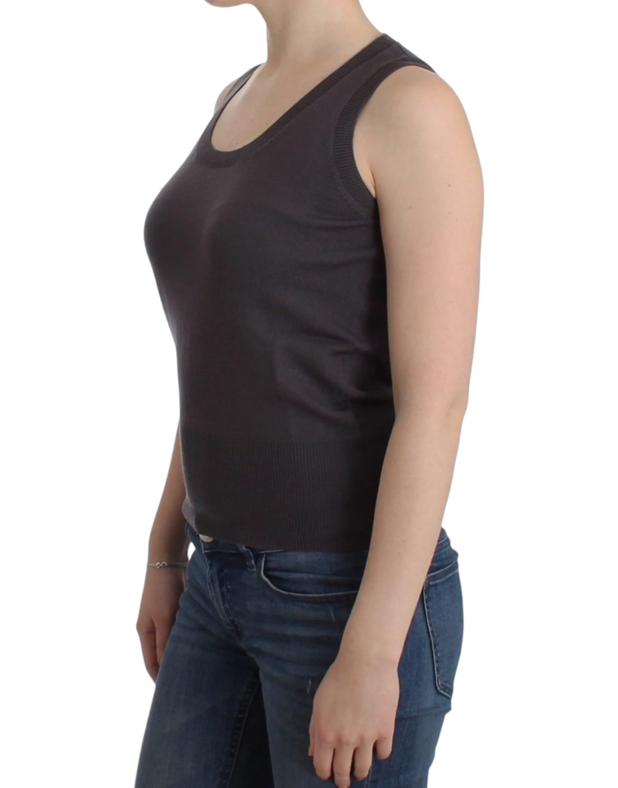 Elegant Sleeveless Brown Knit Top sold by Louxly product image thumbnail 2