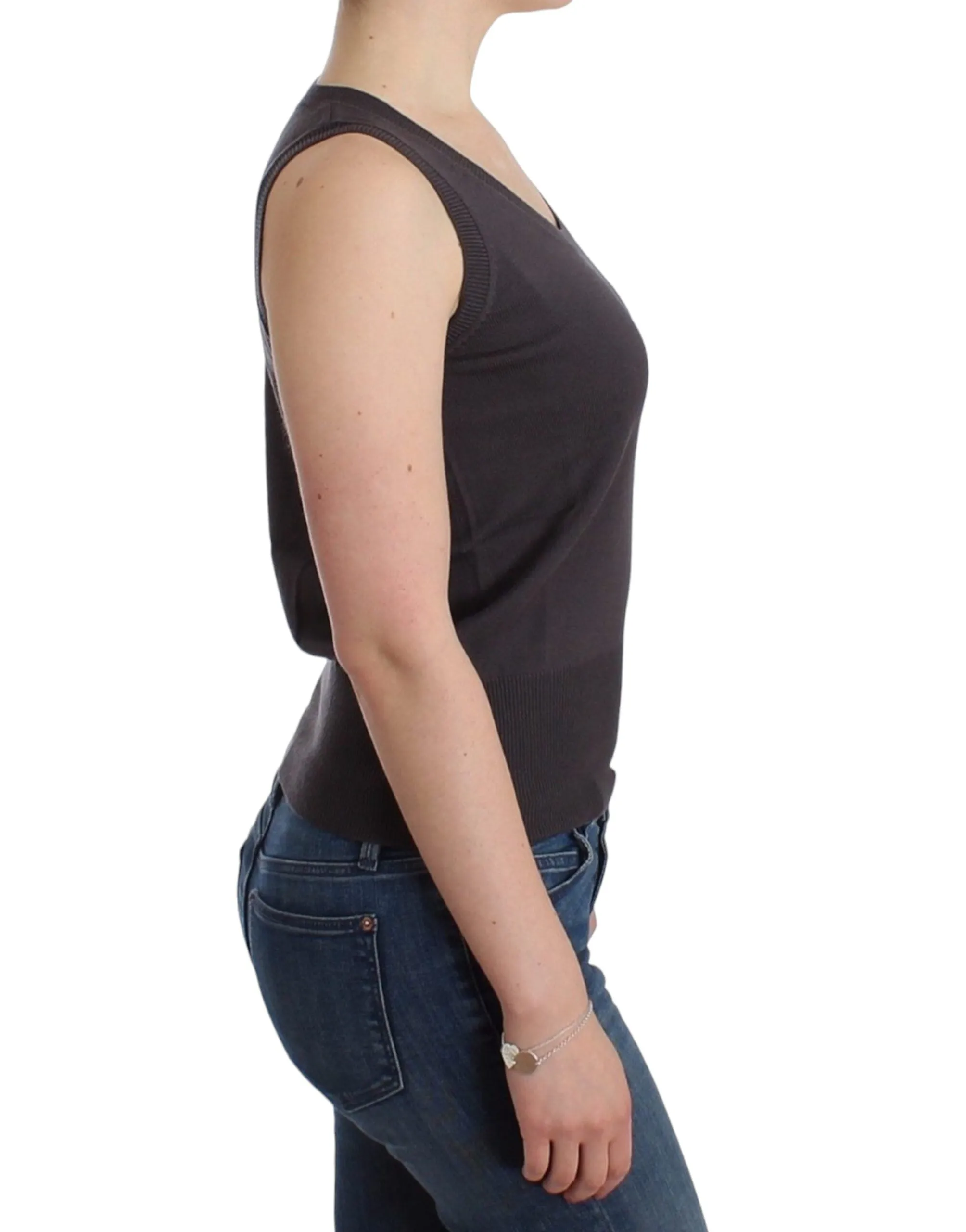 Elegant Sleeveless Brown Knit Top sold by Louxly product image thumbnail 4