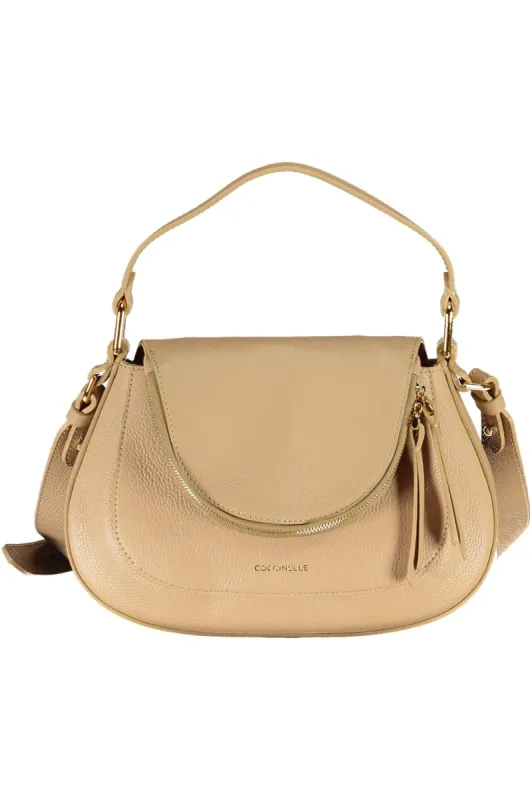 Beige Leather Elegance Shoulder Bag sold by Louxly
