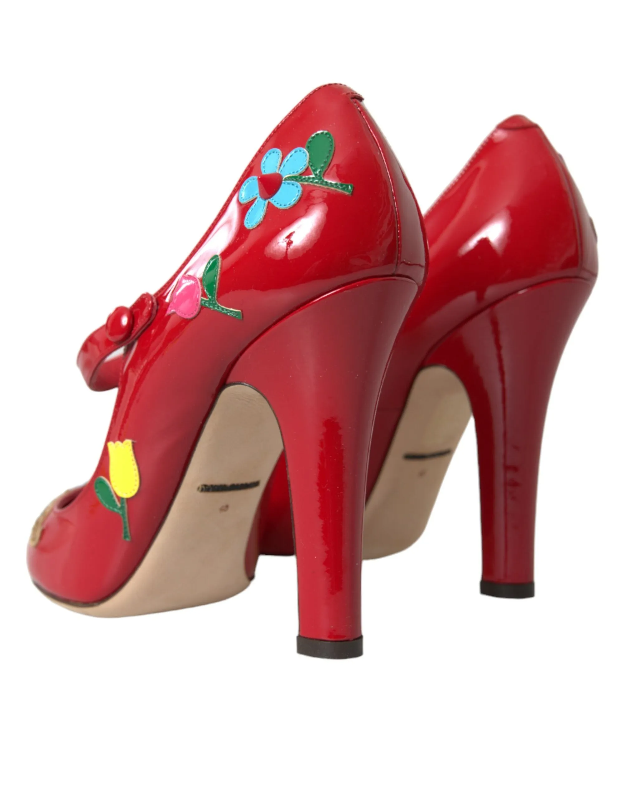 Red Leather Embellished Mary Jane Pumps Heels Shoes sold by Louxly product image thumbnail 4