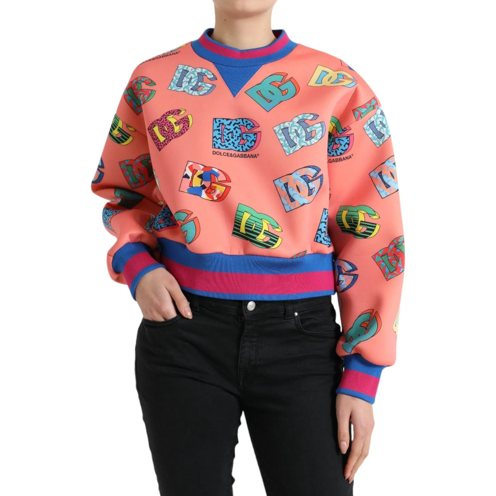 Salmon Pink Crew Neck Logo Sweatshirt sold by Louxly