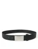 Elegant Black Leather Belt with Metal Buckle sold by Louxly