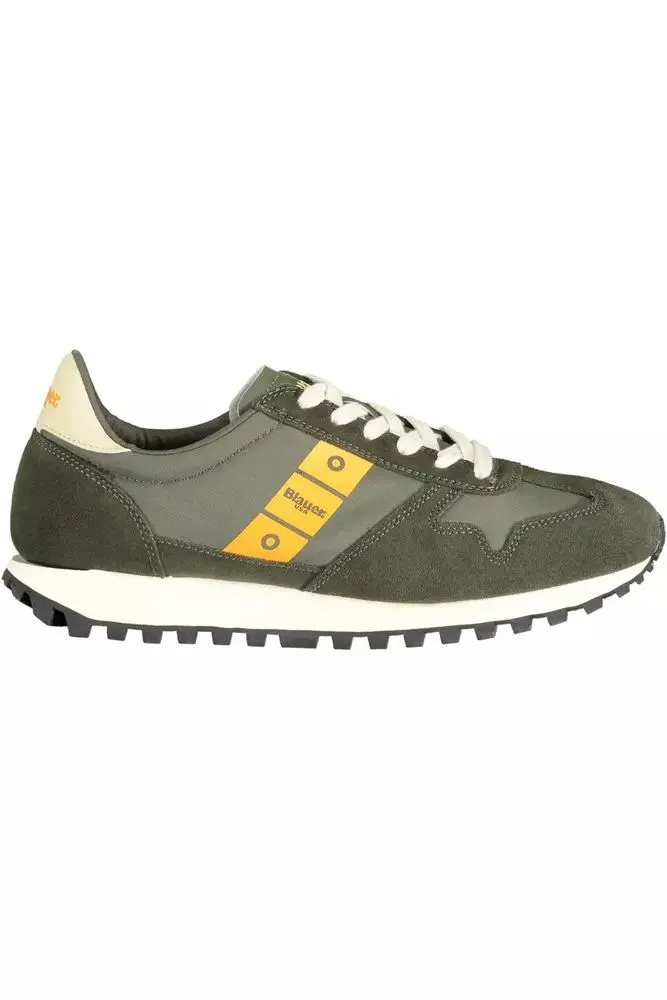 Sporty Green Lace-Up Sneakers with Contrast Detailing sold by Louxly