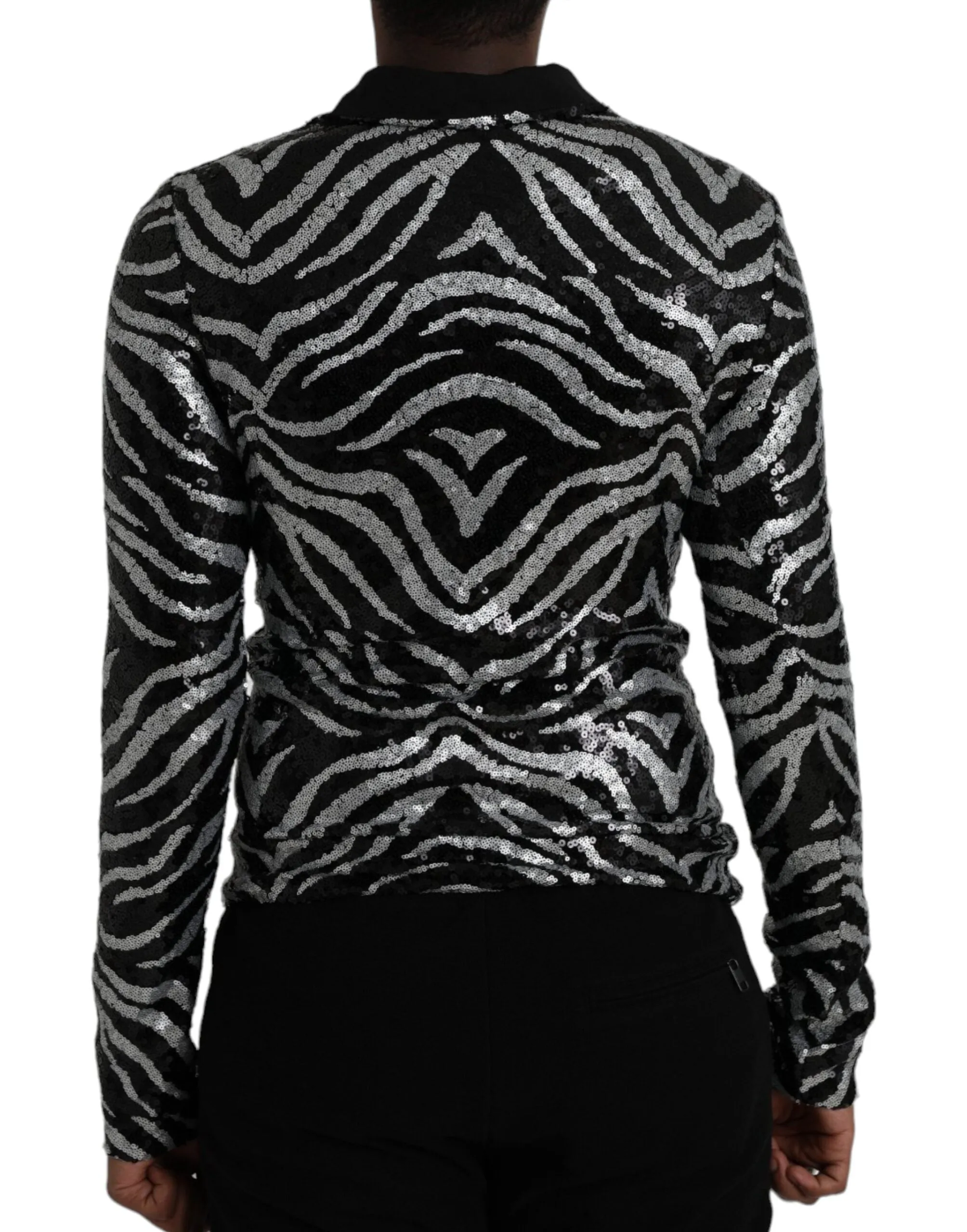 Black Silver Sequined Polyester Sweater sold by Louxly product image thumbnail 3