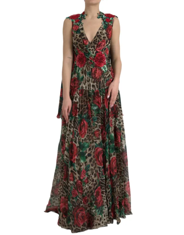 Multicolor Silk Maxi Evening Dress sold by Louxly