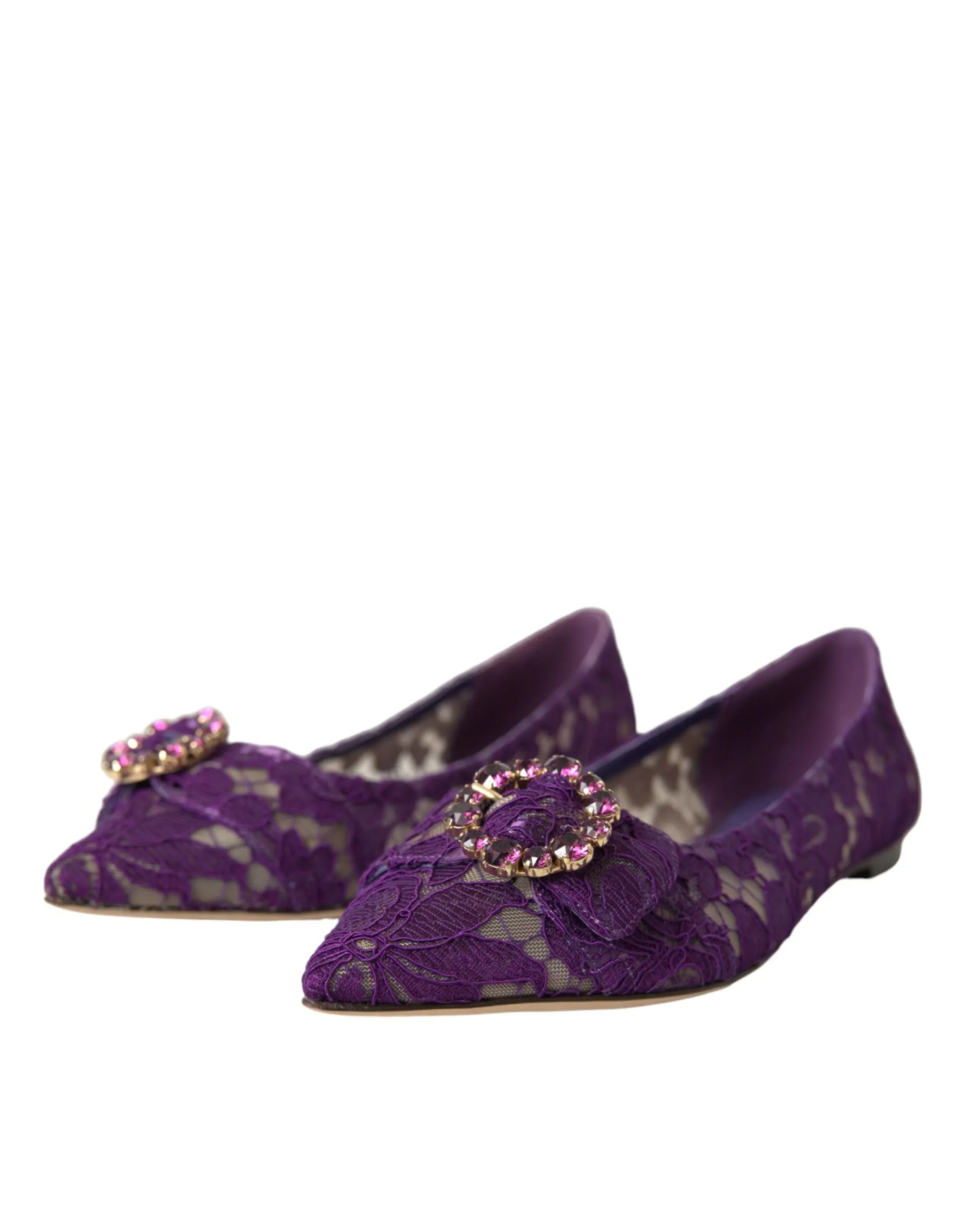 Purple Taormina Lace Crystal Loafers Shoes sold by Louxly product image thumbnail 3
