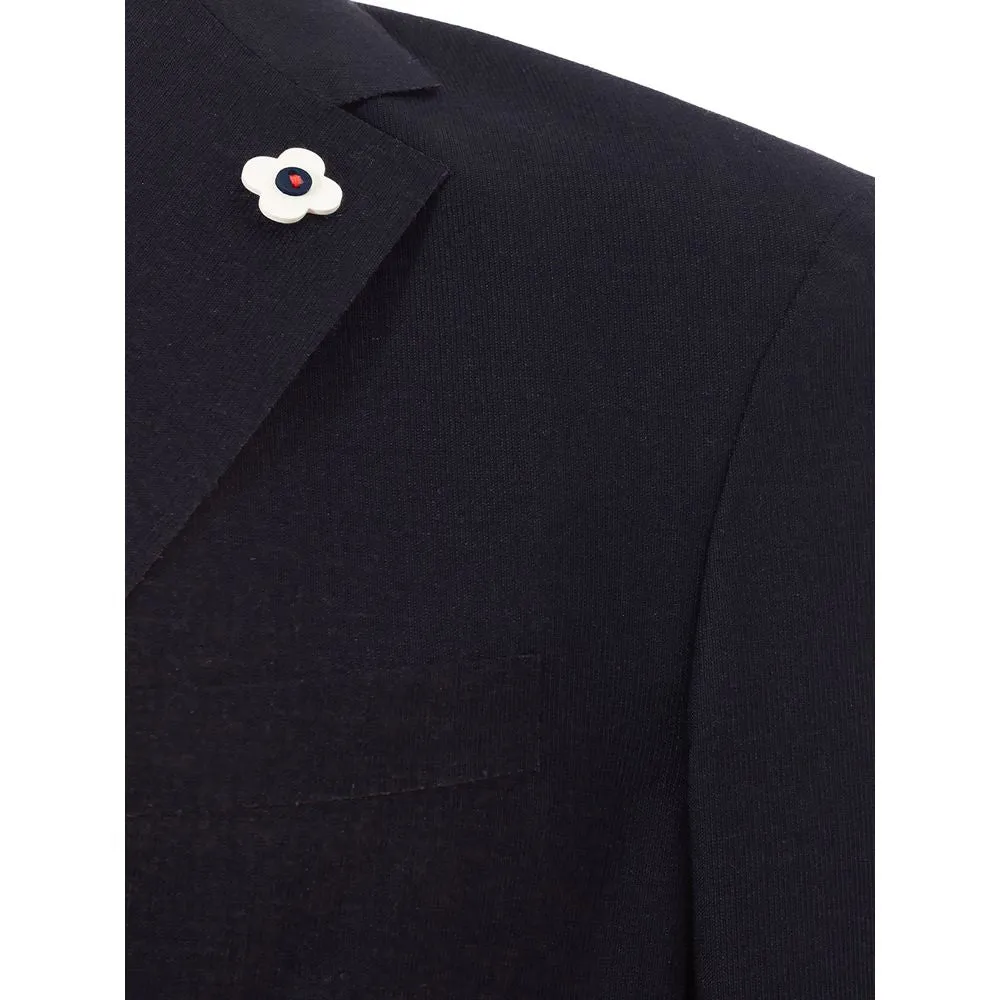 Elegant Blue Cotton Lardini Jacket sold by Louxly product image thumbnail 3