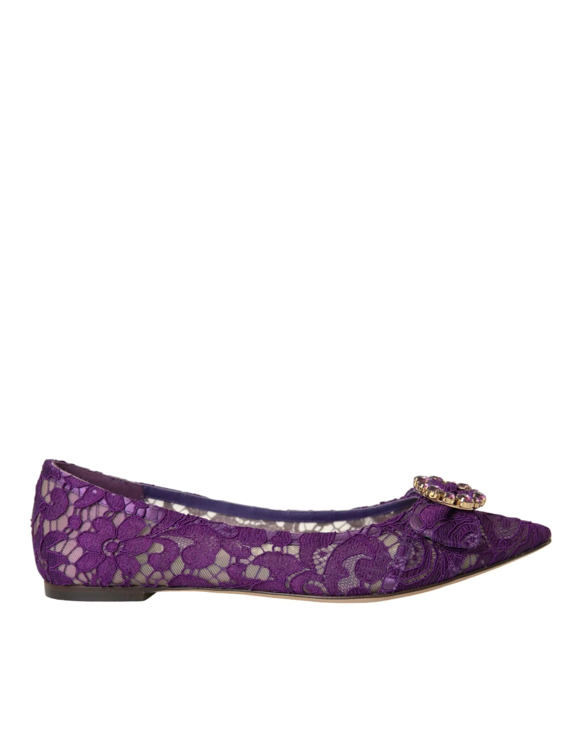 Purple Taormina Lace Crystal Loafers Shoes sold by Louxly