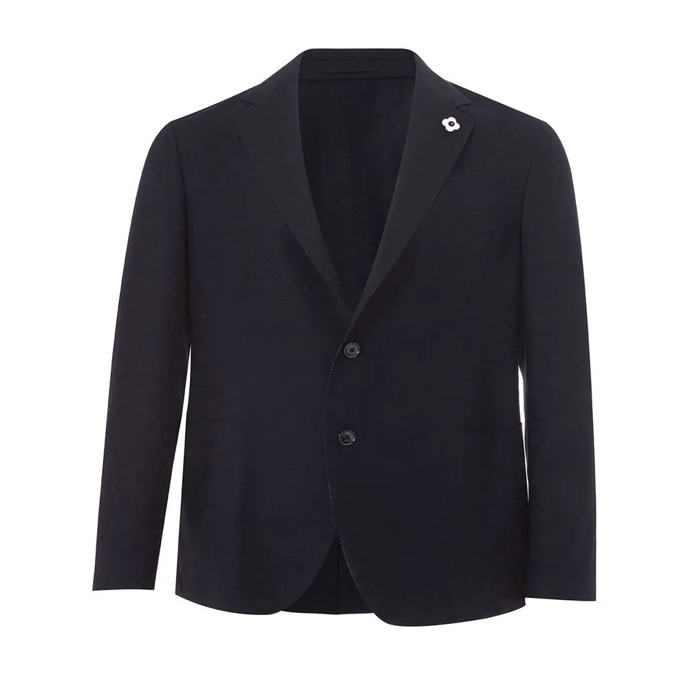 Elegant Blue Cotton Lardini Jacket sold by Louxly