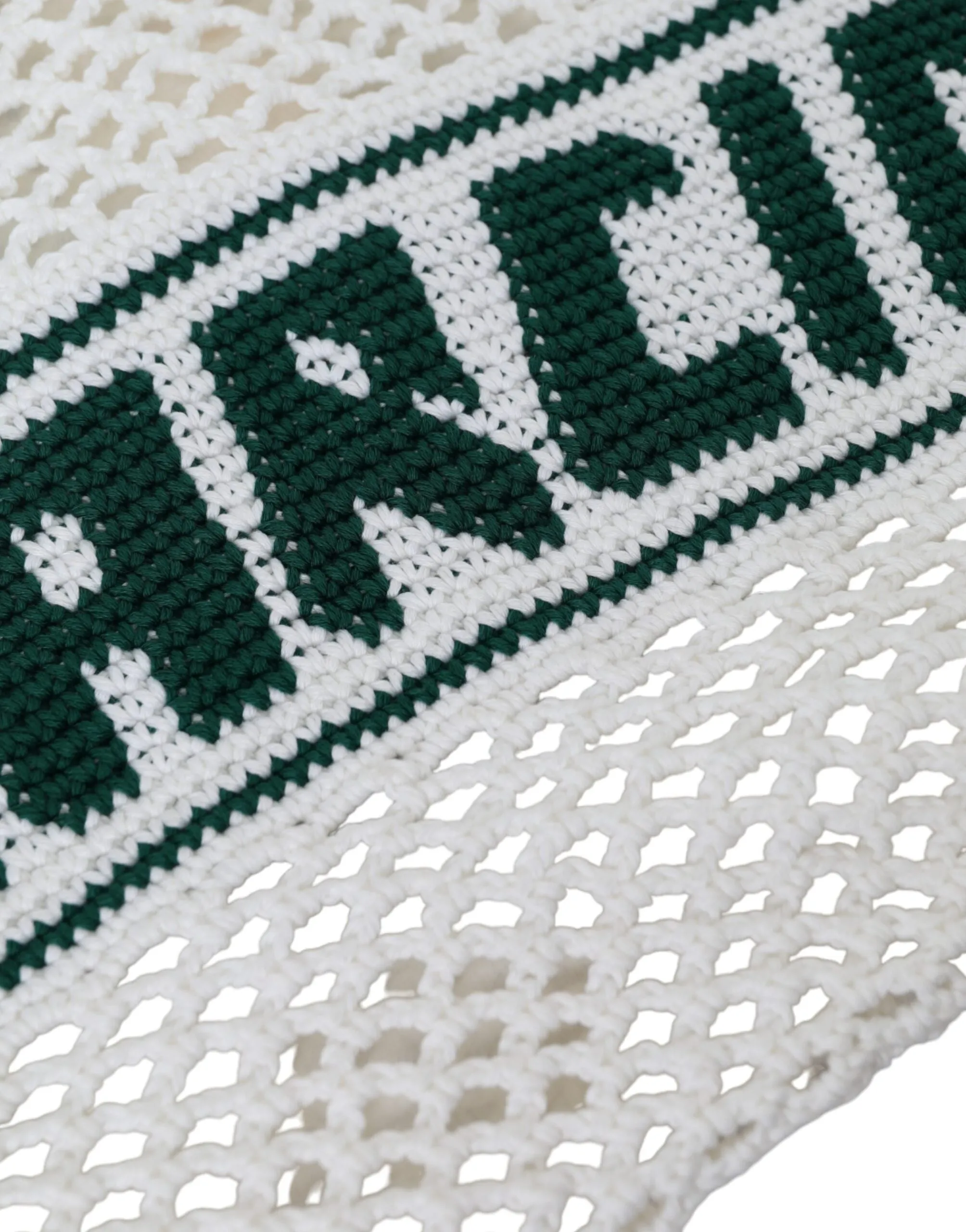 White Green Knitted Cotton Logo Shopping Tote Bag sold by Louxly product image thumbnail 4