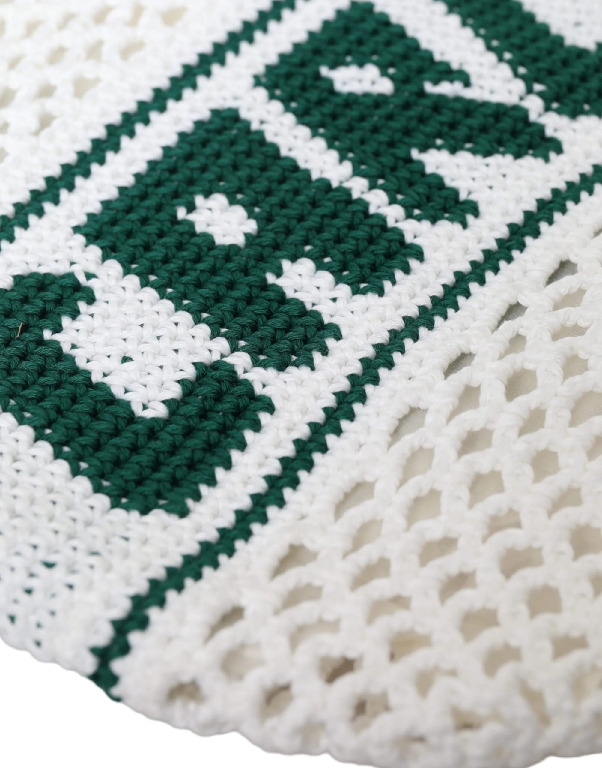 White Green Knitted Cotton Logo Shopping Tote Bag sold by Louxly product image thumbnail 5