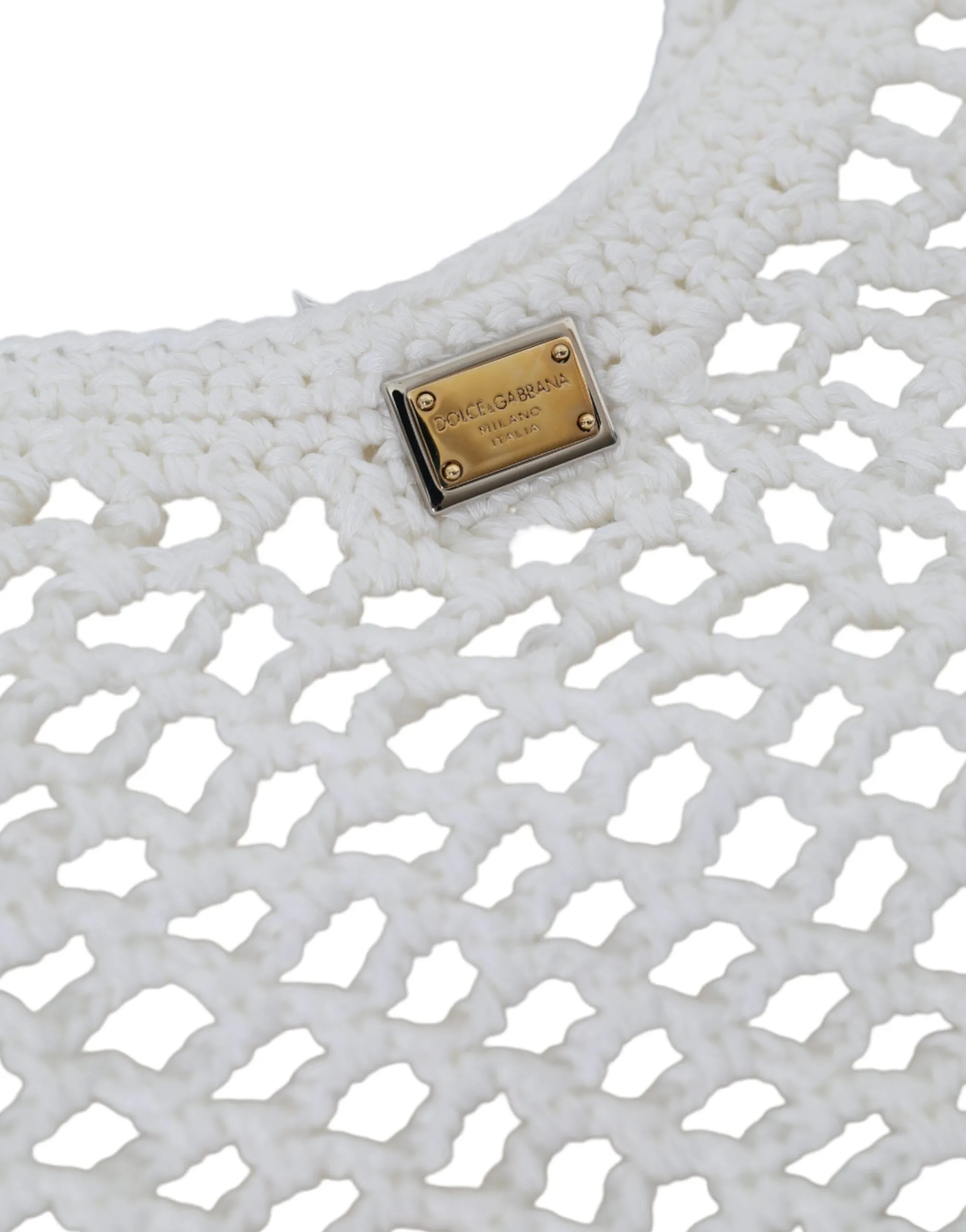 White Green Knitted Cotton Logo Shopping Tote Bag sold by Louxly product image thumbnail 3