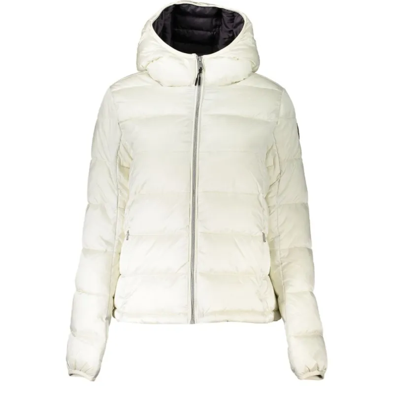 Elegant White Hooded Eco Jacket sold by Louxly