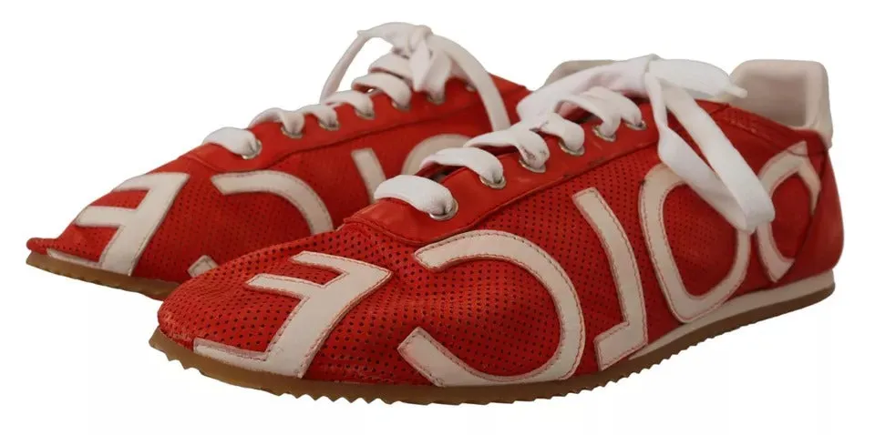 Red White Leather Mens Logo Casual Sneakers Shoes sold by Louxly product image thumbnail 2