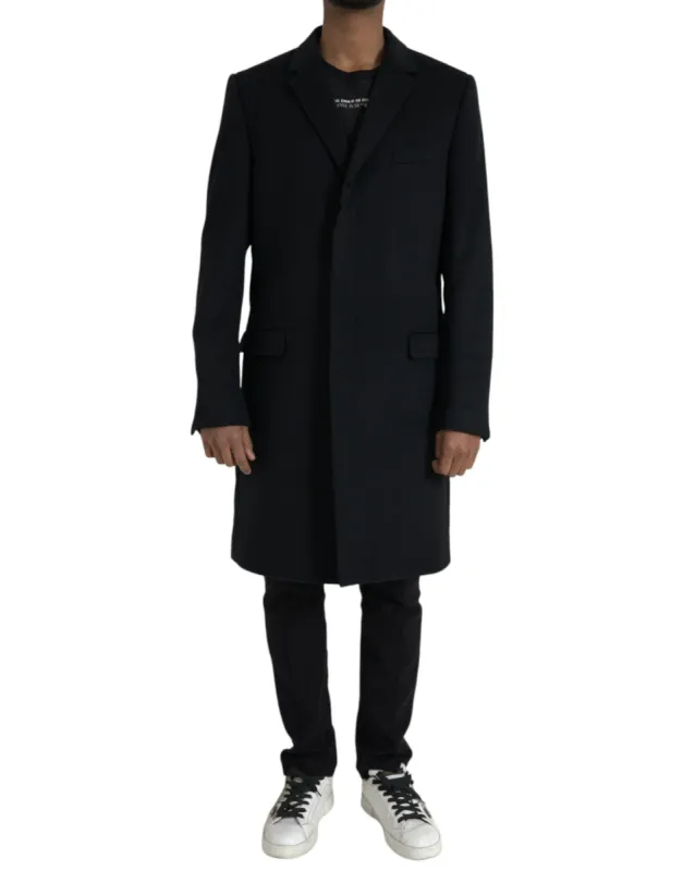 Black Wool Cashmere Trench Coat Jacket sold by Louxly