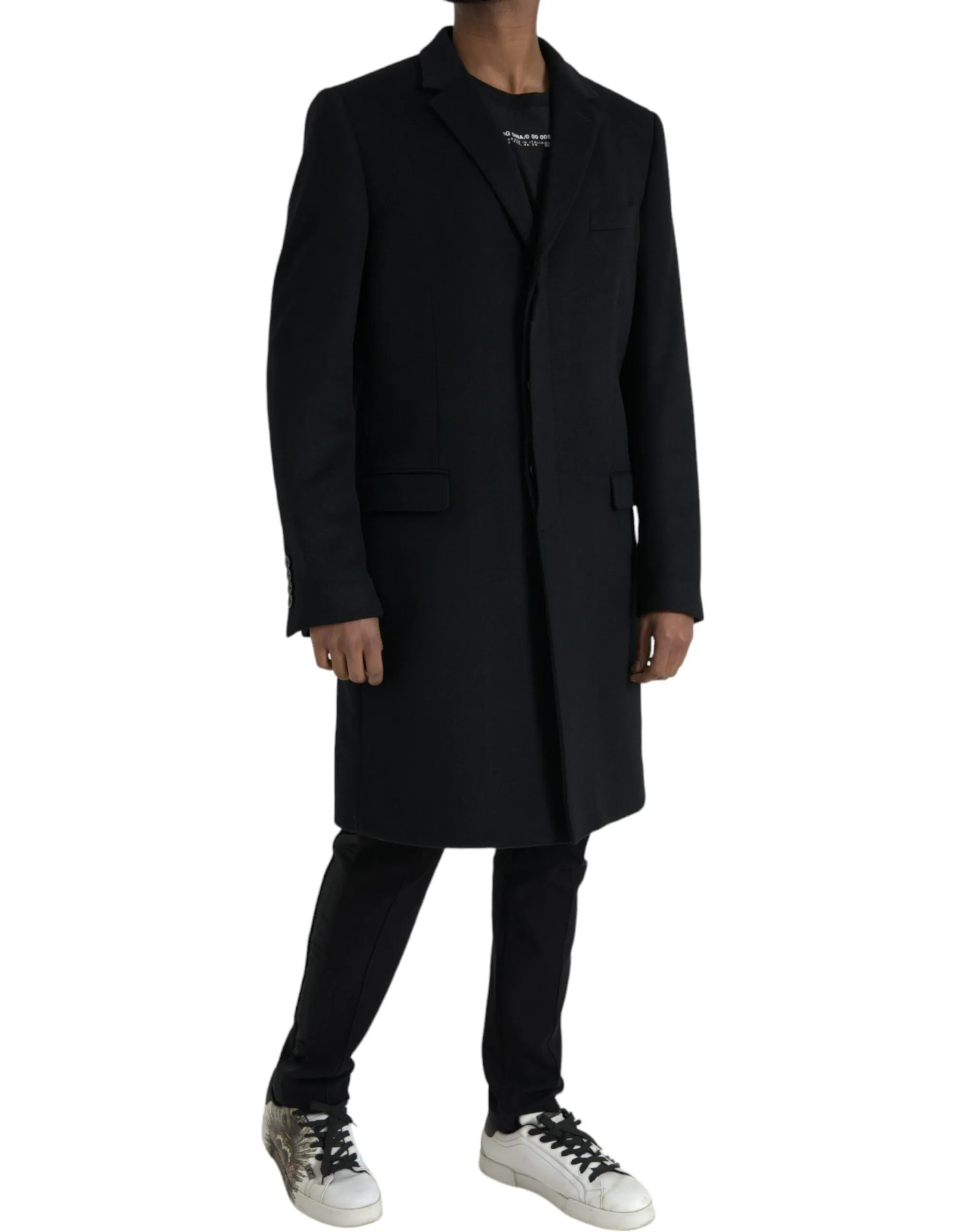 Black Wool Cashmere Trench Coat Jacket sold by Louxly product image thumbnail 2