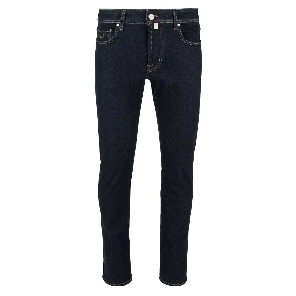 Elegant Slim Fit Dark Blue Designer Jeans sold by Louxly