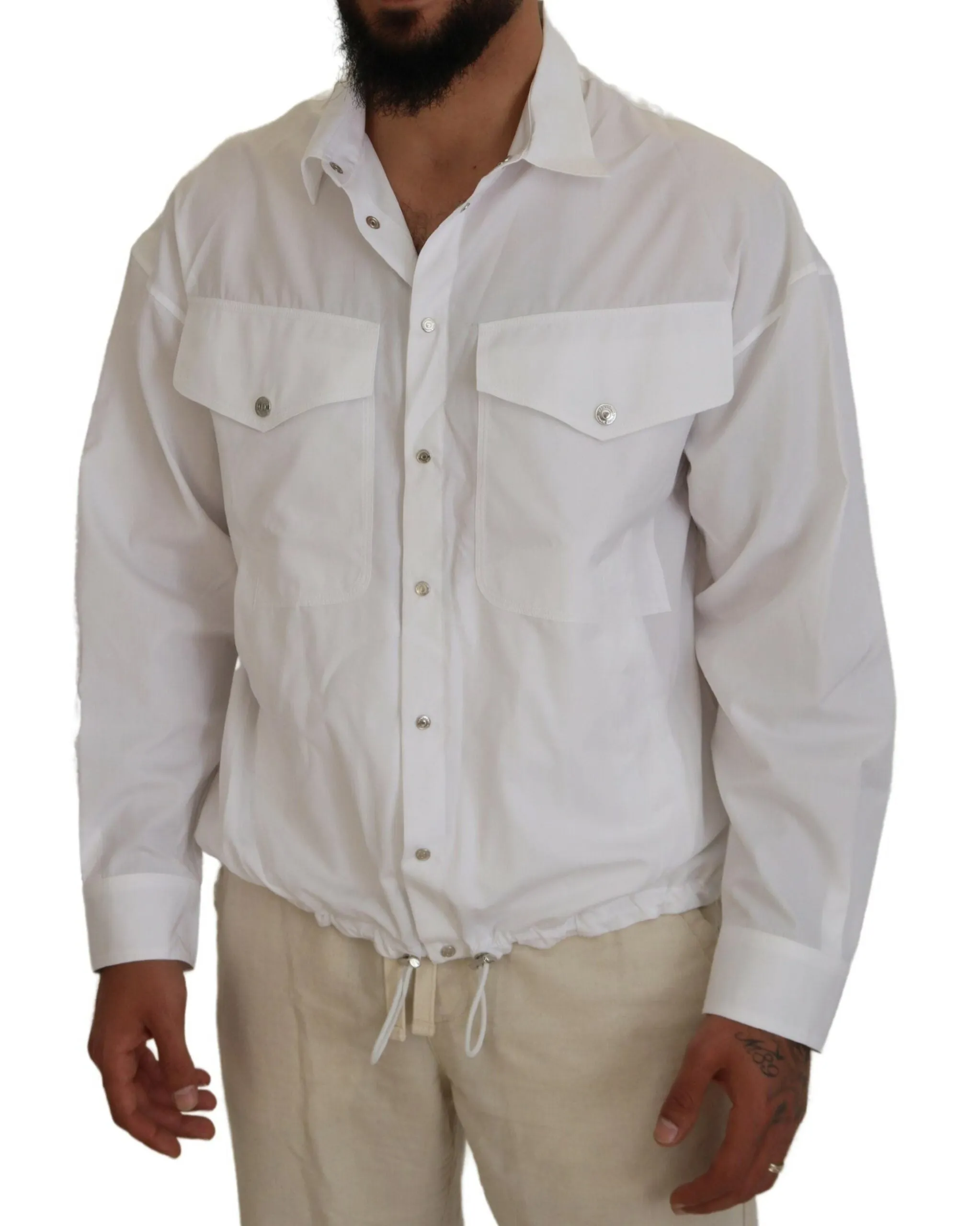 White Cotton Collared Casual Men Long Sleeves Jacket sold by Louxly product image thumbnail 5