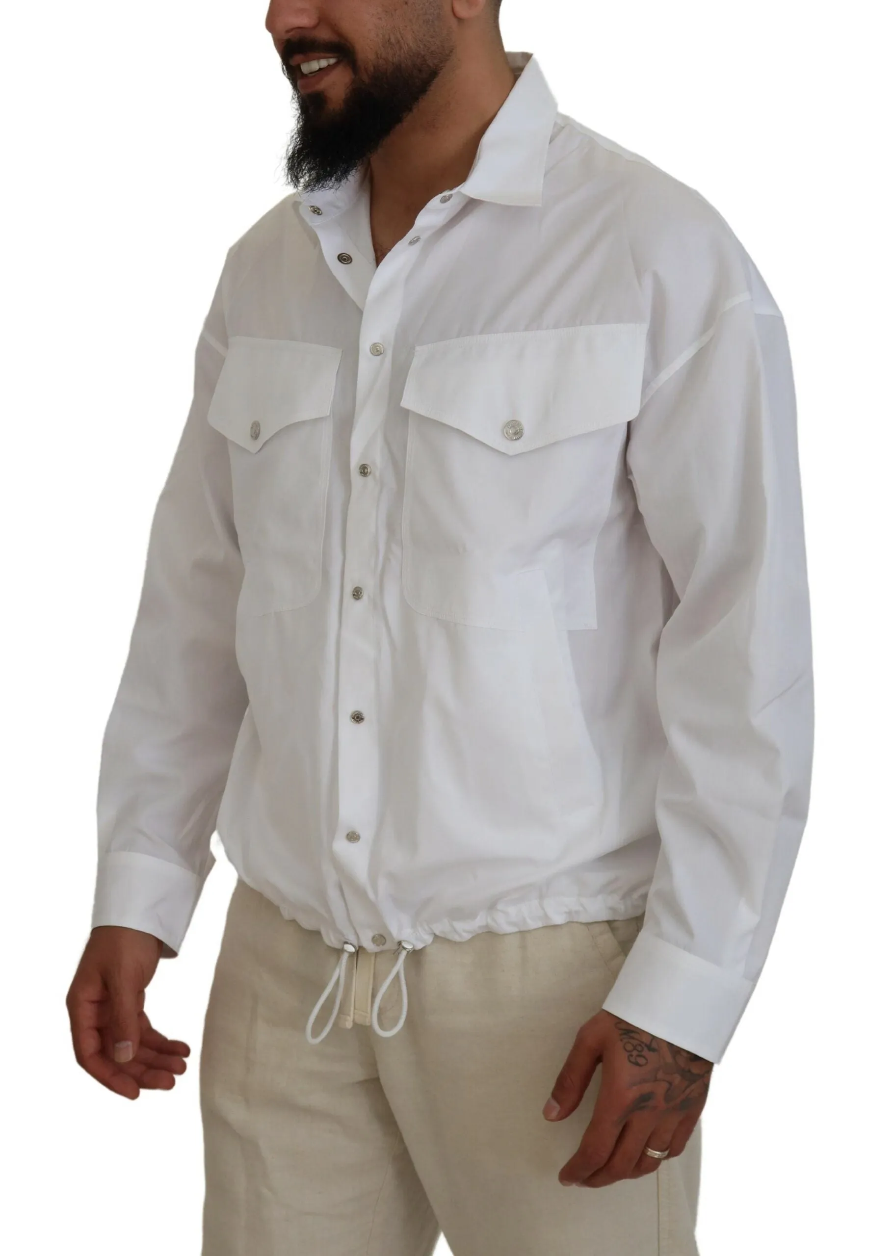 White Cotton Collared Casual Men Long Sleeves Jacket sold by Louxly product image thumbnail 2