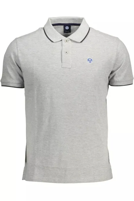 Elegant Gray Contrast Detail Polo Shirt sold by Louxly