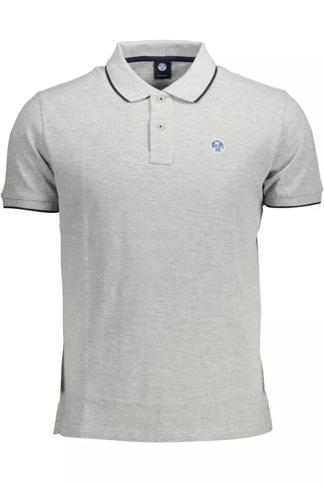 Elegant Gray Contrast Detail Polo Shirt sold by Louxly