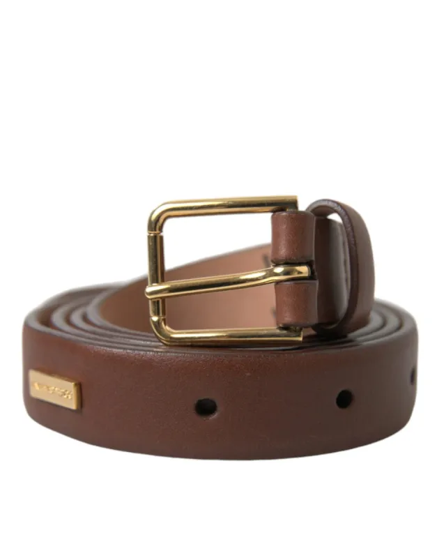 Elegant Brown Calf Leather Waist Belt sold by Louxly