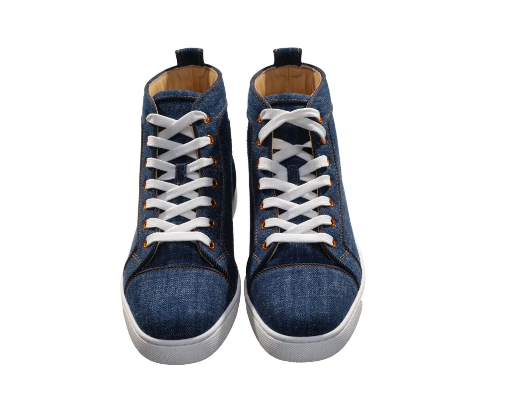 Fun Louis Flat Denim High Top Sneakers sold by Louxly